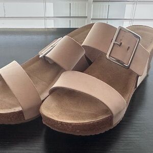 A. Giannetti Tan Buckle Sandals